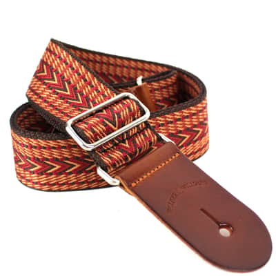 Walker & Williams H-34 Vintage Series Earth Tone Reds Woven Kaleidoscope Strap With Leather Ends image 1