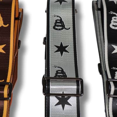 Disher Rattlesnake Don't Tread on Me Guitar Strap (Seatbelt-Nylon/Cowhide Leather) Gadsden Flag Guitar Strap (3 Colors) image 2