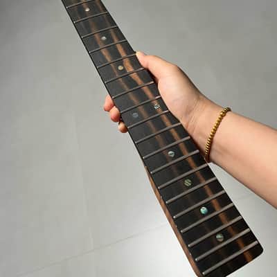 AAAAA Tele Ebony Fretboard Roasted flame Maple Electric Guitar Neck Radius 12inch Round stainless steel 22 frets hole 10mm Radius: 12 inches image 5