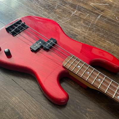 Rare 1980s ESP P-Bass Electric Bass Transparent Red MIJ Japan image 7