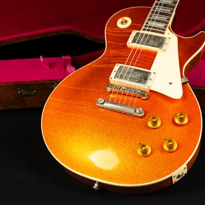 Gibson 1957 Les Paul Standard Murphy Lab Ultra Light aged - Orange Sparkle Top Natural back image 19