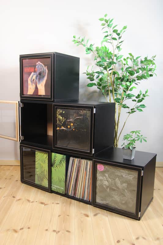 Art Vinyl Record Storage**Lp Frame Display One Box Cabinet Cube Wood Crate 12" Picture Album Display 33rpm Analog Disc Now Playing Music Rack Cover Jacket Stand Case Unit Wood furniture Dj Audio Idea image 1