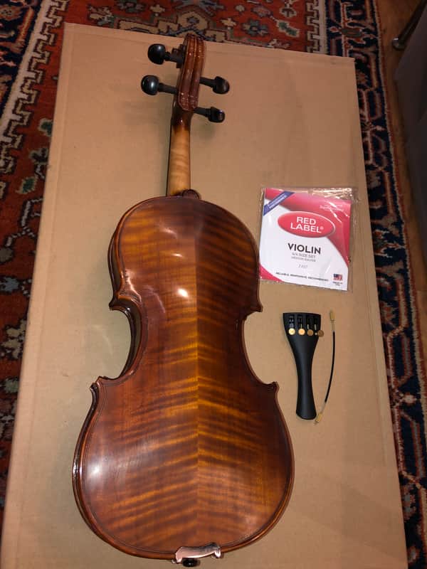 Brand new Intermediate Violin 3/4 Size Do-It-Yourself Kit(w/tailpiece, strings, bridge) French Polished image 1