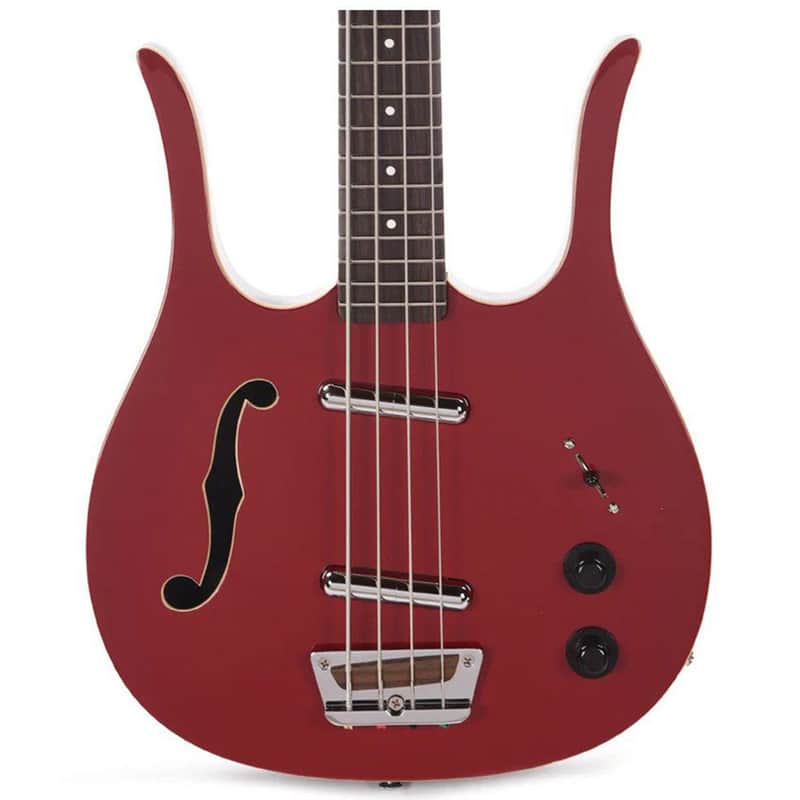 Danelectro 58 Longhorn Semi-Hollowbody Short Scale 4-String Bass - Red Hot image 1