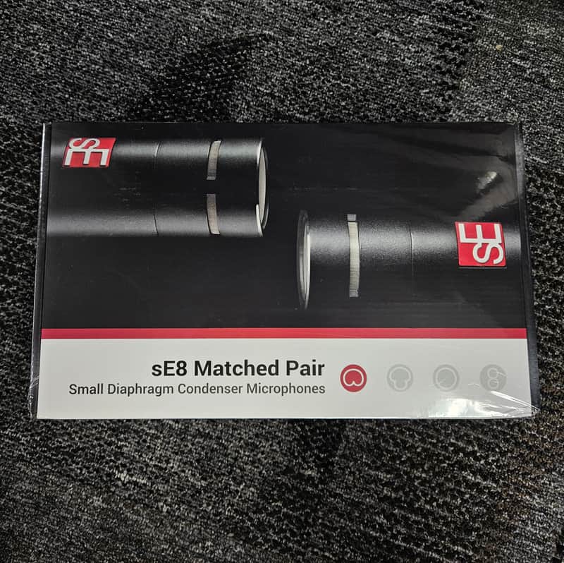 sE Electronics sE8 Small Diaphragm Cardioid Condenser Microphone Matched Stereo Pair - Black image 1