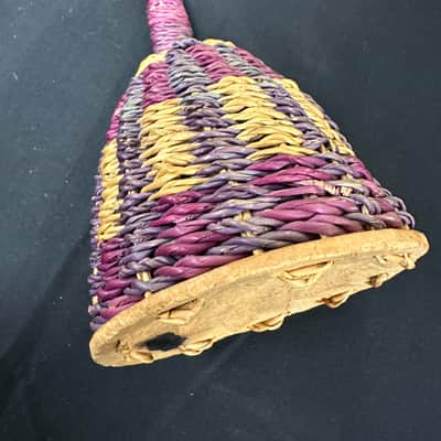 Authentic Caxixi, 5.5" x 3.75"", Colorful Rattan Woven, Dried Gourd Bottom - EXCELLENT image 10
