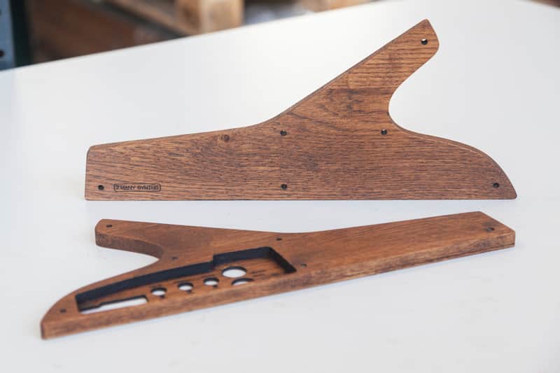 2 Many Synths - Little Phatty stage 1 or II or Sub Phatty sidepanels, solid Oak with Walnut colour image 1