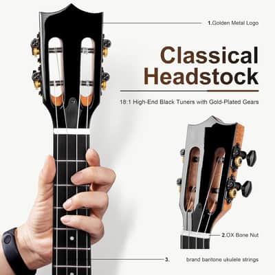 Glossy Baritone Acoustic & Electric Ukulele image 3