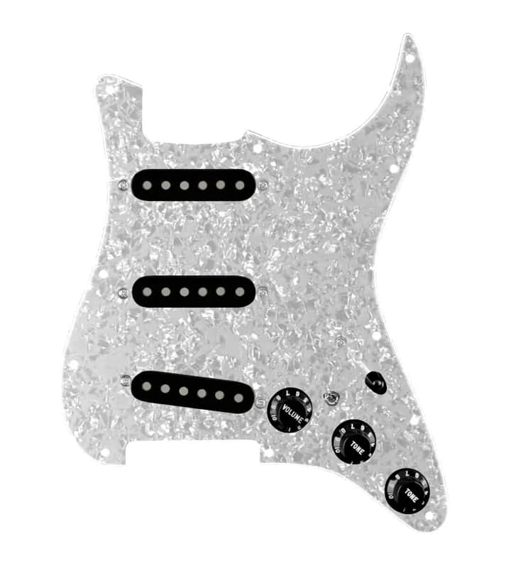 920D Custom Texas Grit 7 Way Loaded Pickguard Toggle for Strat Guitar - White Pearl / Black image 1