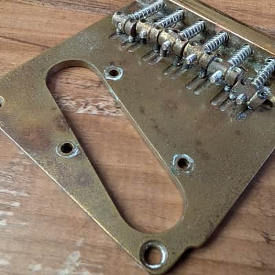 Schecter Telecaster Style Brass Guitar Bridge Complete W/Saddles Vintage 1970s image 4