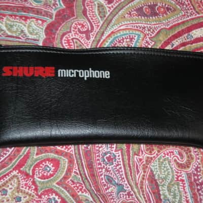 lightly used very clean 1980s Shure microphone pouch, outer areas are black vinyl with a very light reptile texture/appearance & one area has a red & silver graphic / inside is black / black zipper (NO microphone) 10 inches W, 4 & 1/2 inches H image 2