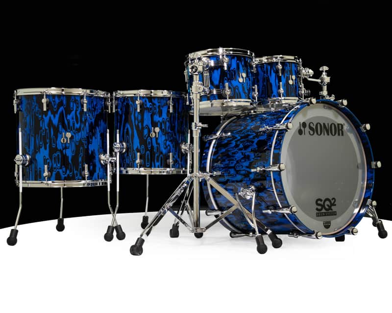 Sonor SQ2 6pc. Medium Maple Kit - Blue Tribal 10/12/14/16/22/14SD image 1
