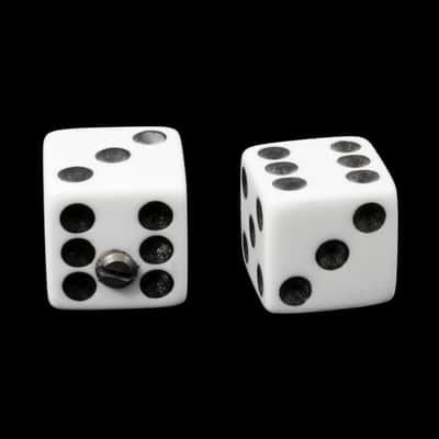 Allparts Guitar Dice Knobs for Solid Shaft Pots (Set of 2), WHITE