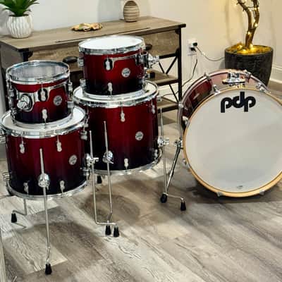 PDP Concept Maple drum kit 22/16/14/12/10 - Red fade to black sparkle image 4