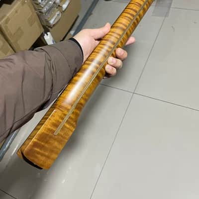 1 stainless steel 22 frets Large headstock S S 22frets Roasted flame Maple Electric guitar neck 25.5inch hole 10mm Satin image 4