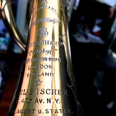 EXCELLENT SPECIAL ORDER LP CORNET F. BESSON BREVETE NEW CREATION 1923 GOLD PLATED LOVELY ENG. TO THE TOP / GREAT COMPRESSION image 2