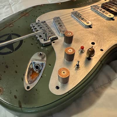 CeJota Strat-Style Electric Guitar - Military U.S. Army Green - "The Tank" image 7