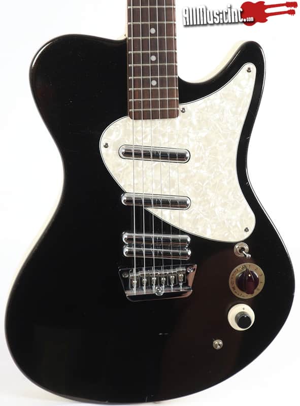 Danelectro Mod 6 Offset Sparkle Black and Cream Electric Guitar Select-O-Matic image 1
