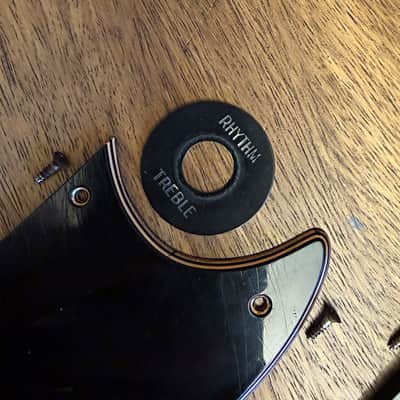Original 1974 Gibson SG bundle: pickguard, poker chip, one pickup ring, 4 speed knobs, 4 pointer washers, period screws image 5