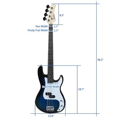 Glarry GP Blue 4 String Bass Guitar w/ 20W Amplifier image 18