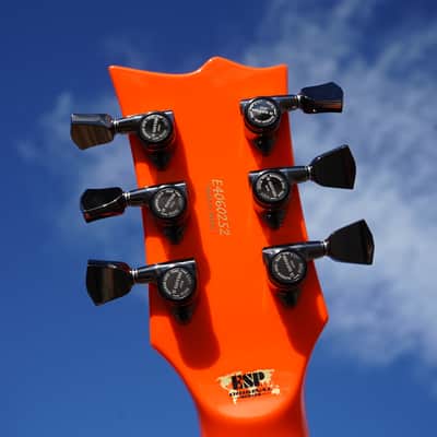 ESP CUSTOM SHOP Eclipse CTM - Ebony Neon Orange 6-String Electric Guitar w/ Case image 9