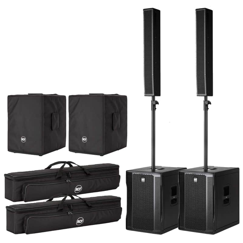 RCF EVOX 12 Active Portable 2-Way Powered Active Array PA Speakers Pair w Covers image 1