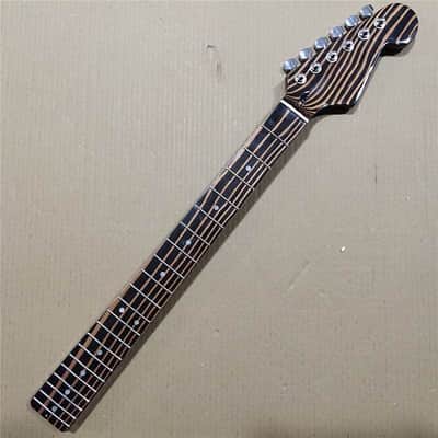 Zebra Wood Strat Style Guitar Neck with Machine Heads Pegs image 1