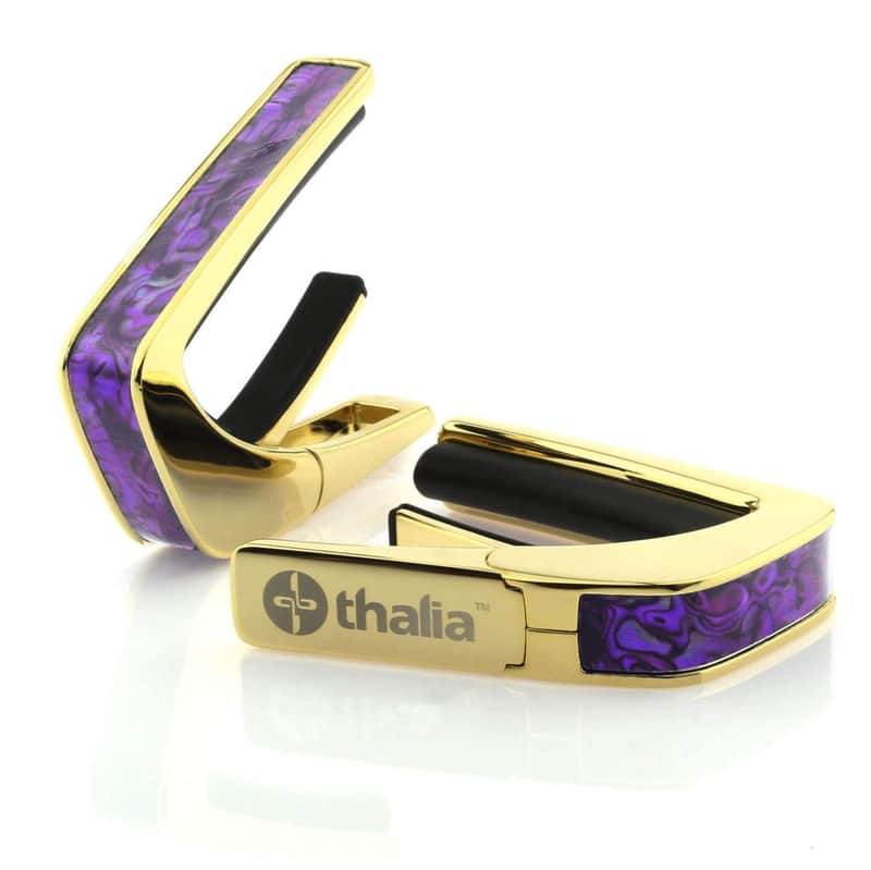 Thalia Exotic Shell Collection 24k Gold Finish Guitar Capo, Purple Paua Inlay image 1