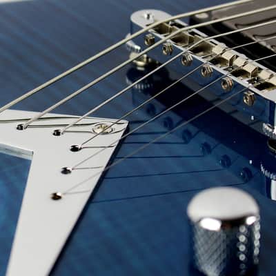 New! 2015 Dean Dave Mustaine VMNT Limited Edition Flying V Guitar - Trans Blue Flame Top! image 10