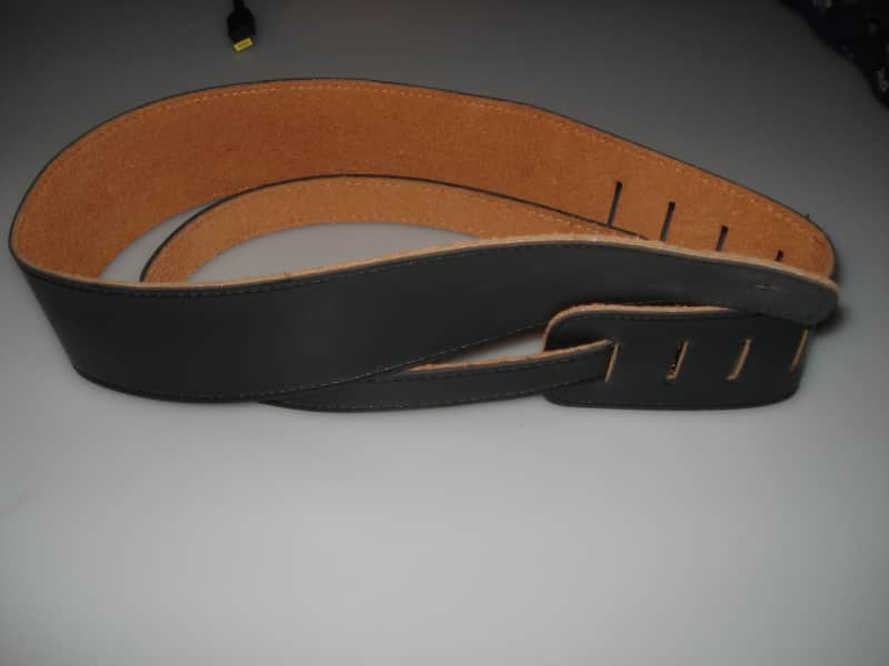 New Black Leather Guitar Strap image 1