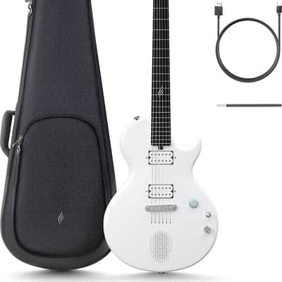 Nova Go Sonic: Carbon Fiber Smart Electric Guitar in White Finish image 1