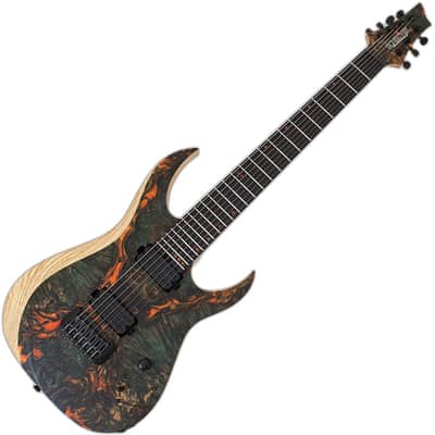 Schecter USA Custom Sunset Extreme 7 Stabilized Top Guitar 2039 image 11