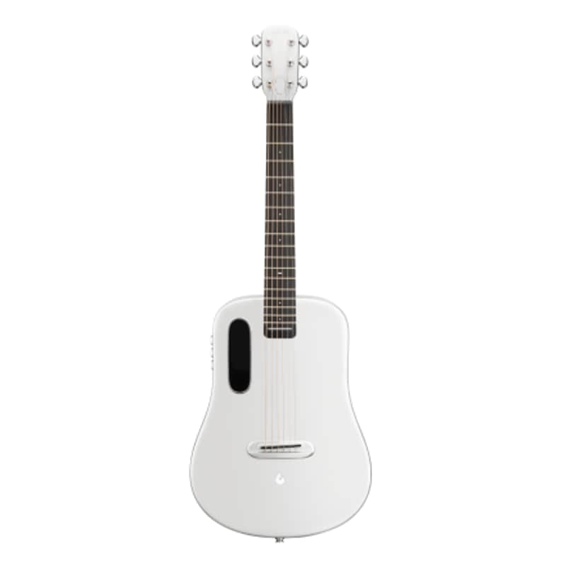 Refurbished LAVA ME AIR Portable Carbon Fiber Electric-Acoustic Guitar. Travel Guitar for Beginners with Onboard Effects and Magnetic Pickup. Silver image 1