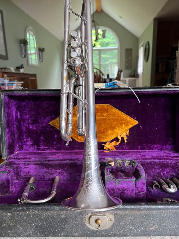 Rare WWI-Era 1910s William Frank C Trumpet w/ Dual Tuning Slides & Case – Fully Serviced image 1