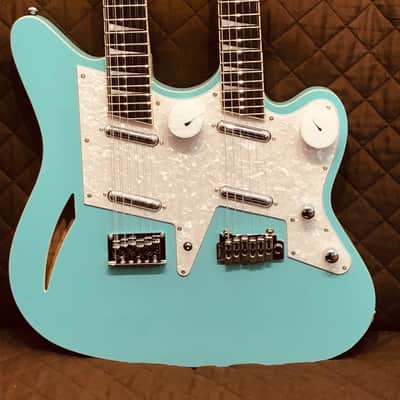 Eastwood SURFCASTER 12/6 Bound Tone-Chambered Mahogany Body Double Neck Electric Guitar w/Hard Case image 11