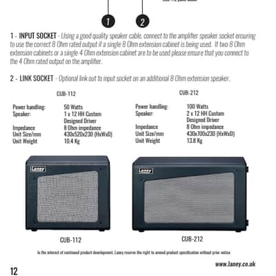 LANEY Cub-112 50w 1x12 Open Back Guitar Speaker Cab Cabinet 8 Ohm Vintage Tone image 6
