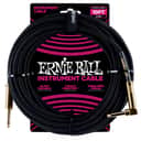 10' Braided Straight / Angle Instrument Cable - Black w/ Gold Connectors - Dual Shielded 99.95% O2-free Copper Roadworthy Design, Limited Lifetime Warranty