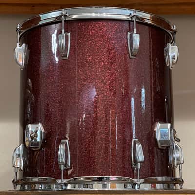 1970's Ludwig 3-Ply Burgundy Sparkle 15x26 13/14/16/18/26 Drum Kit Re-Wrap image 16