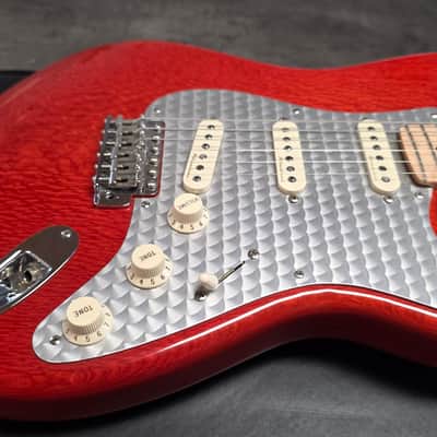 Fender Lacewood Stratocaster Custom Shop NAMM UK Showcase Tour American USA Orange Strat Turned Aluminum Aluminium Pick Guard 1 of 1 Electric Guitar image 12