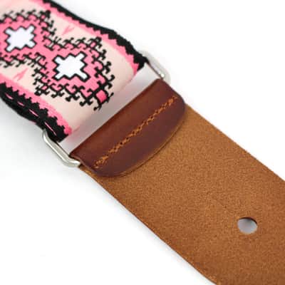 Walker & Williams H-35 Vintage Series Pink & White Southwest Diamond Design With Thick Leather Ends image 8