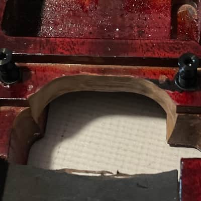 Made in USA KNE Charvel Pro Mod So Cal Style Red Stain Mahogany Guitar Body Floyd Ready Truss Wheel Cutout image 6