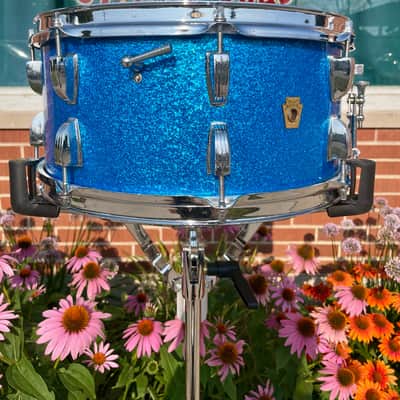 1960s Ludwig School Festival 6.5x14 Snare Drum Blue Sparkle COB image 10