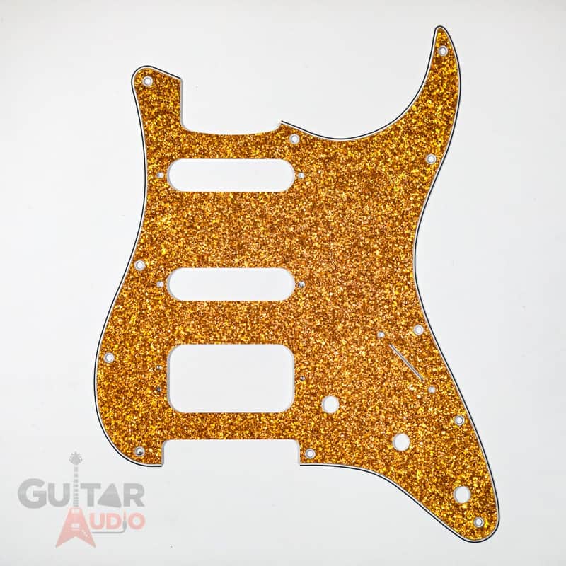 D'Andrea Pro Stratocaster HSS 11-Hole Pickguard, Gold Sparkle, DPP-ST-GOS-HSS image 1