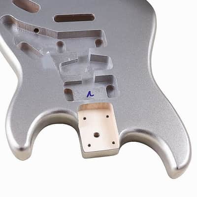 Metallic Silver Stratocaster Strat Style Guitar Poplar Wood Body image 4