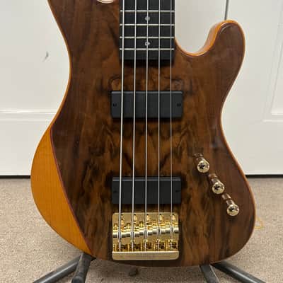 Cort Jeff Berlin Series Rithimic V NAT Walnut Burl Top 5-String Bass Guitar - Natural image 2