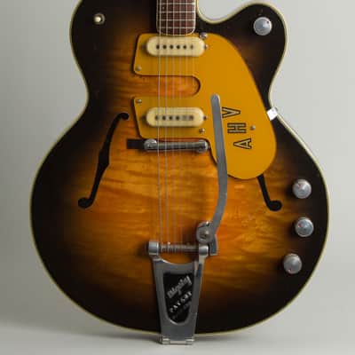 Mosrite /Gretsch Country Gentleman Custom Thinline Hollow Body Electric Guitar, c. 1959, period black hard shell case. image 3