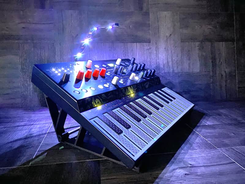 25º Stand with LED Light for Arturia MicroFREAK Synthesizer - color BLACK - by KZcraftworks - USA image 1