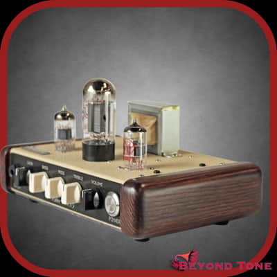 Xtonebox Blue 1005 Mini Tube Amp | Boutique Desktop Guitar Amp | Cream / Wood image 3