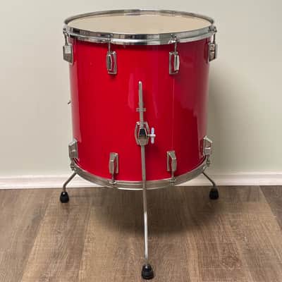 Pearl Export EX 16"x16" Floor Tom Drum with Legs - Late 1980's - Coral Red image 3