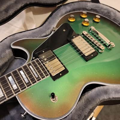 Gibson Les Paul Custom 4 of 5 2021 Vintage Holiday Green / Red Metal Flake image 6